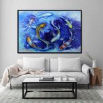 Akvaryum Yağlı Boya Dokulu Tablo 90X120 Gümüş Çerçeveli