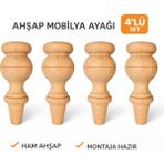 Akyol Ahşap M33 - Kayın Ahşap 4'lü Set – 15 cm | Berjer Ayağı | Ünite Ayağı - Krem - Sarı