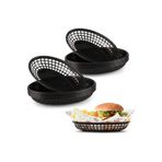 Akyüz Plastik 🍔 10'lu Plastik Hamburger Servis Sepeti – Fast Food Sunum Sepeti-Siyah