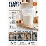Akyüz Plastik 🧺2 Adet 50 Litre Şeffaf Gıda Temasına Uygun Saklama Kovası Kapaklı Çok Amaçlı Büyük Boy Kova
