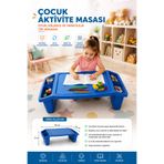 Akyüz Plastik 🎨💻☕ Çok Amaçlı Plastik Yer Sehpası | Çocuk Aktivite, Laptop, Kahvaltı ve Kamp Masası | Bölmeli Taşınabilir Mini Masa
