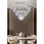 Akyzlighting Antik 4 Katlı Kristal Taşlı Led Avize - Uzaktan Kumandalı - Salon - Yatak Odası - Hol
