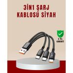 Al-Fil Teknoloji 3’ü 1 Arada Hızlı Şarj Kablosu – Ios Android Type-C Uyumlu - Belirtilmemiş - Çok Renkli