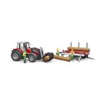 Al-Kar Ticaret Bruder BR02046 Massey Ferguson 7480 Kepçeli Traktör & Kütük Taşıyan Römork - 0,35 lt