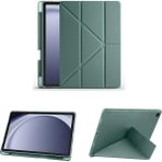 Al-Kar Ticaret - Galaxy Tab A9 SM-X110 8.7 Inç ile Uyumlu Kılıf Kalem Bölmeli Smart Standlı Uyku Modlu Kapak - Yeşil 2 - Option-1 - Altın