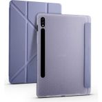 Al-Kar Ticaret - Galaxy Tab S7 Fe Lte (T737-T736-T733-T730) ile Uyumlu Kılıf Kalem Bölmeli Standlı Akıllı Kapak - Mor - Option-1 - Altın