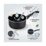 Al-Kar Ticaret Granit Tencere, Siyah, Yapışmaz Kaplama, Ergonomik Sap, Indüksiyon Uyumlu, Yumurta ve Çikolata Pişirme Için - (No Color) - Option-1
