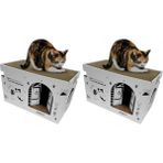 Al-Kar Ticaret Karton Kedi Tırmalama ve Dinlenme Evi (2 Paketi) - Ahşap