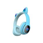 Al-Kar Ticaret Kedi Kulak Rgb LED Işıklı Kablosuz Bluetooth Kulaklık Mikronlu Hafıza Kartı Girişli Kedi Kulaklık (Mavi) - -- - Option-1