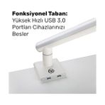 Al-Kar Ticaret Npo STD49012UW 17"-32" Ultra Slim Alüminyum Monitör Kolu, 2xusb Portlu Amortisörlü Vesa Tutucu, Ergonomik 360 Pivot (9kg) - 1BW-Beyaz