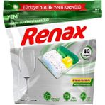 Al-Kar Ticaret Renax Bulaşık Makinesi Kapsülü, 80'li Paket, Enzim ve Oksijen Bazlı Ağartıcı Içeren Formül, Citral ve Limon Kokulu - Option-1