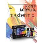 Al-Kar Ticaret Rich Mastermix Akrilik Boya 12 Renk 60 ml 1 Paket Pastel Renkler Akrilik Boya 12 Li Profesyonel Tuval Canvas Boyası