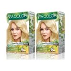 Al-Kar Ticaret Sea Color Amonyaksız, Vegan, Doğal, Besleyici Kalıcı Saç BOYASI%100 Beyaz Kapama (1 Paket 2 x 50 ml Boya & Oksidan) (Buğday Sarısı 9.0) (2 Paketi)