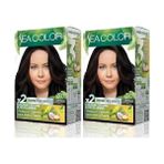 Al-Kar Ticaret Sea Color Amonyaksız, Vegan, Doğal, Besleyici Kalıcı Saç BOYASI%100 Beyaz Kapama (1 Paket 2 x 50 ml Boya & Oksidan) (Koyu Kahve 3.0) (2 Paketi)