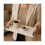 Al-Kar Ticaret Veya Siyah Metal Saplı Mermer Sunum Tepsisi – 40X15 cm Dikdörtgen Servis Tepsisi, Şık Sofra, Kahve, Peynir ve Tatlı Sunumları Için (Siyah) - Kestane Akaju - Option-1