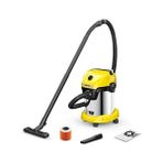 Al-Kar Ticaret Wd 3-18 Akülü Islak/kuru Elektrikli Süpürge, Filtre, Derz ve Islak/kuru Başlığı Dahil, 225 Watt, Plastik Hazne: 17 L, Hortumu: 2 M, Pilsiz, Şarj Cihazı Yok, Sarı - 0 - Siyah