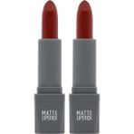 Al-Kar Ticaret Yoğun Renk Veren Uzun Süre Kalıcı Nemlendirici Kadifemsi Mat Ruj - Lipstick 411 Spicy Terracot (2 Paketi) - Option-1