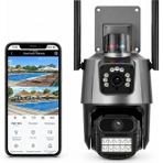 Al-tech Bilişim 8mp Çift Lens Ptz Wifi Güvenlik Kamerası IP65 Su Geçirmez Insan Algılama Sesli Alarmlı Çakarlı - Siyah