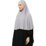 Al-Tobeh Hazır Türban Peçeli Pratik Eşarp Tesettür Nikaplı Hijab - Namaz Örtüsü Sufle (Xl) - Gri - Standart