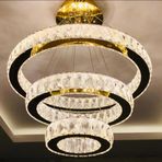 ALA AYDINLATMA PLAKET KRİSTAL TAŞ İŞLEMELİ 304 GOLD PASLANMAZ LEDLİ AVİZE