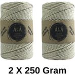 Ala Depo 2 Adet Koton Pamuk Makrome Ipi 2mm Zincir Makrome Çanta Ipi 250 Gram 2 x 250 gr ( Toplam 500 Gram) - Ekru