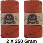 Ala Depo 2 Adet Xl Polyester Makrome No:6 (Kalın) Çanta Ipi 2X250 Gram (Toplam 500 Gram) - Kiremit