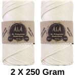 Ala Depo 2 Adet Xl Polyester Makrome No:6 (Kalın) Çanta Ipi 2X250 Gram (Toplam 500 Gram) - Krem