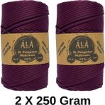 Ala Depo 2 Adet Xl Polyester Makrome No:6 (Kalın) Çanta Ipi 2X250 Gram (Toplam 500 Gram) - Mürdüm