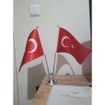 Ala Dizayn Ikili Masa Bayrağı Türk Bayrağı 15X22,5 cm 1 Adet - Ev, Ofis ve Şirket Kullanımına Uygun
