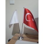 Ala Dizayn Ikili Masa Bayrağı Türk ve Beyaz Bayrak 15X22,5 cm 1 Adet - Ev, Ofis ve Şirket Kullanımına Uygun