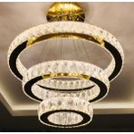 Ala Lighting Ala Aydınlatma Plaket Kristal Taş Işlemeli 304 Gold Paslanmaz Ledli Avize