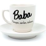 Ala Store Palto Tasarım Baba Krem Türk Kahvesi Fincanı - Hediye Seramik Türk Kahvesi Fincanı - Antrasit