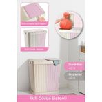 Alaca Biz-Home Twins Iki Bölmeli Kirli Çamaşır Sepeti 40+40 Lt - Belirtilmemiş - Beyaz