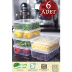 Alacarte 6 Adet 1,35 Lt BPA İçermeyen Şeffaf Buzdolabı ve Buzluk Saklama Kabı