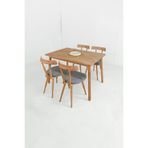 Alaçatı Masif Kayın Masa Takımı, 4 Adet Nesrin Kayın Sandalye 115x80 cm (Gri)