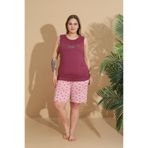 ALACURVE Kadın Büyük Beden Curve Şortlu Pijama Takımı Desenli Milan Kumaş