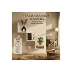 ALADAĞ HOME Modern Z Tipi Duvar Rafı Beyaz Dekoratif Zigzag Raf Minimal Kitaplık Duvar Rafı MDF