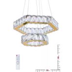 Alalighting Plaket Kristal Taşlı Gold Paslanmaz Ledli Kumandalı Avize Al-581-2 Gold0