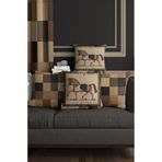 ALAMODECOR At Ve Geometrik Desenli Punch Görünümlü Kahverengi Çift Taraflı Dijital Baskılı Kırlent Kılıfı 4Lü