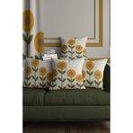 ALAMODECOR Sarı Bohem Papatya Desenli Punch Örgü Görünümlü Çift Taraflı Dijital Baskılı 4lü Kırlent Kılıfı Seti