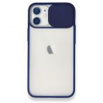 Alan Şanslı iPhone 11 Lacivert Palm Buzlu Kamera Sürgülü Silikon Kılıf