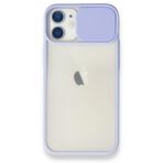 Alan Şanslı iPhone 11 Lila Palm Buzlu Kamera Sürgülü Silikon Kılıf