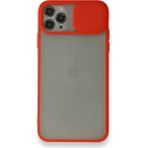 Alan Şanslı iPhone 11 Pro Kırmızı Palm Buzlu Kamera Sürgülü Silikon Kılıf