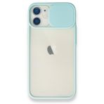 Alan Şanslı iPhone 11 Turkuaz Palm Buzlu Kamera Sürgülü Silikon Kılıf