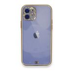 Alan Şanslı iPhone 12 Beyaz Liva Taşlı Silikon Kılıf