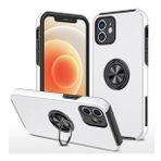 Alan Şanslı iPhone 12 Elit Yüzüklü Kapak Gümüş Kılıf