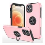 Alan Şanslı iPhone 12 Elit Yüzüklü Kapak Pembe Kılıf