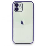 Alan Şanslı iPhone 12 Mor Razer Lensli Silikon Kılıf