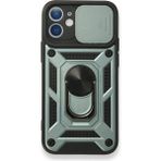Alan Şanslı iPhone 12 Pars Lens Yüzüklü Yeşil Silikon Kılıf