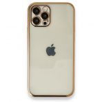 Alan Şanslı iPhone 12 Pro Gold Razer Lensli Silikon Kapak
